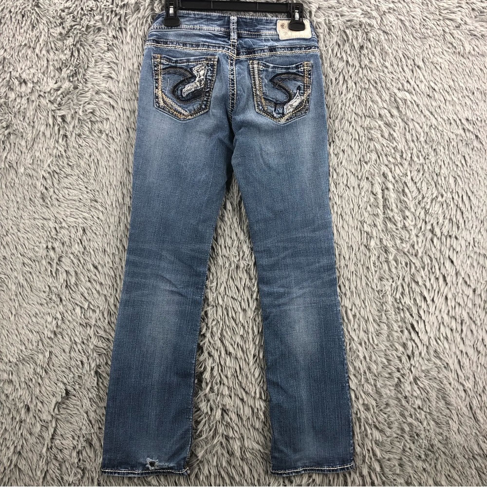 Silver Jeans Suki Womens 27 Mid Slim Bootcut Distressed Jeans